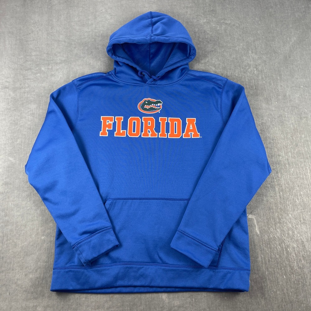 Florida Gators Campus Heritage Men L Blue Hoodie Performance Fleece Pullover